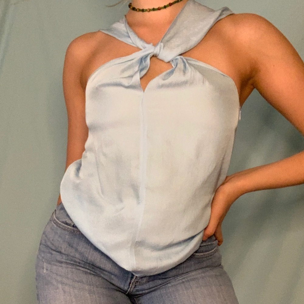 rag & bone blue silk top